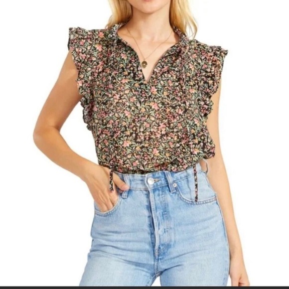 NWT BB Dakota by Steve Madden  Floral ruffle sleeveless blouse sz S 3554 - Picture 5 of 16